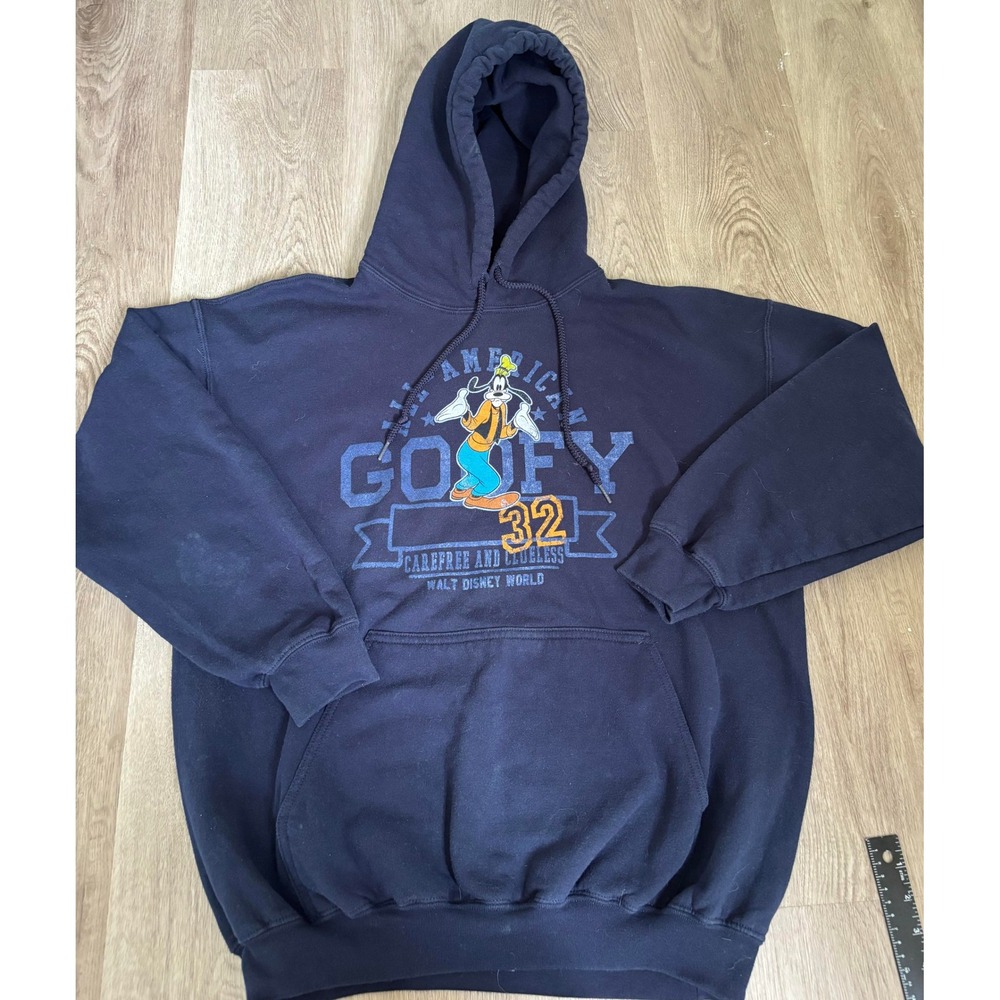 Disney World Goofy 32 All American Navy Blue Pullover Hoodie Mens Large